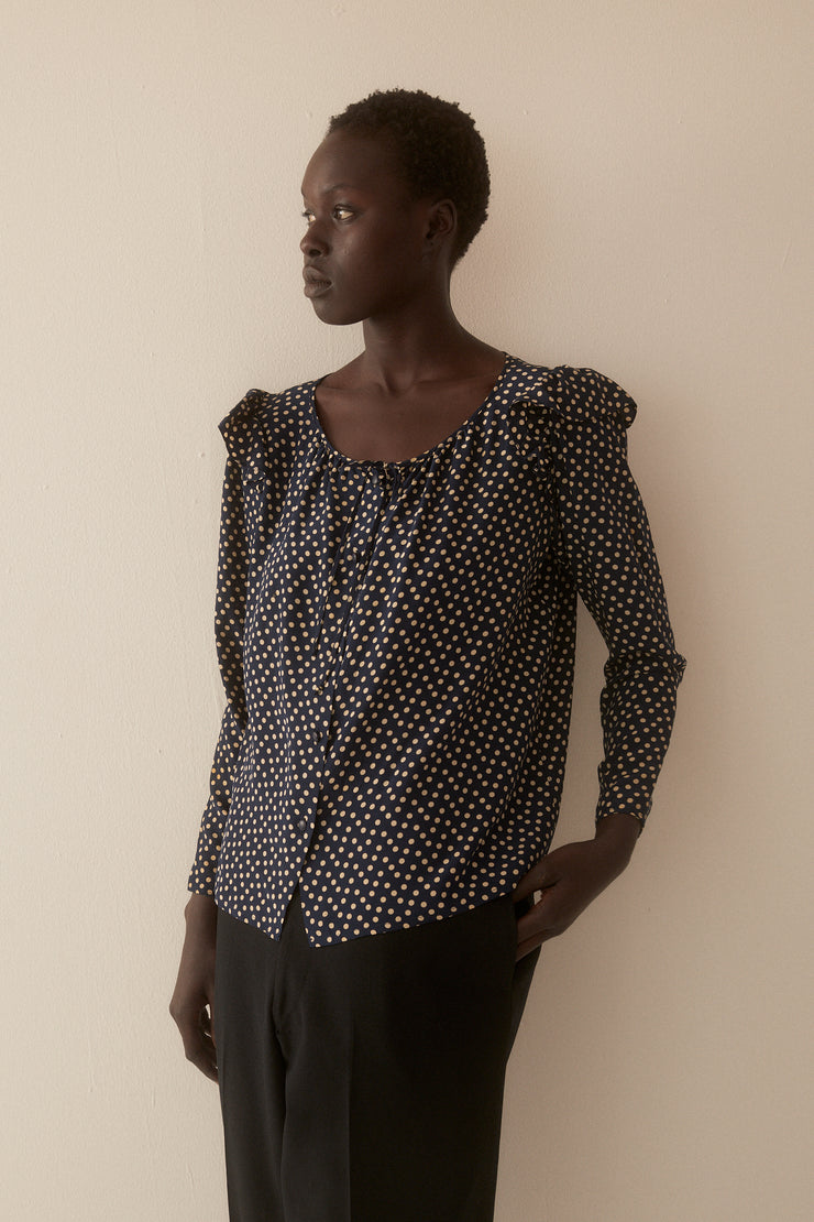 YSL Silk Dot Blouse - Desert Vintage
