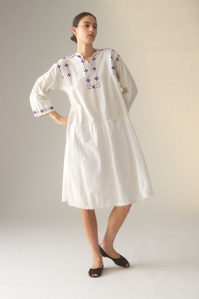 Embroidered Cotton Folk Dress - Desert Vintage