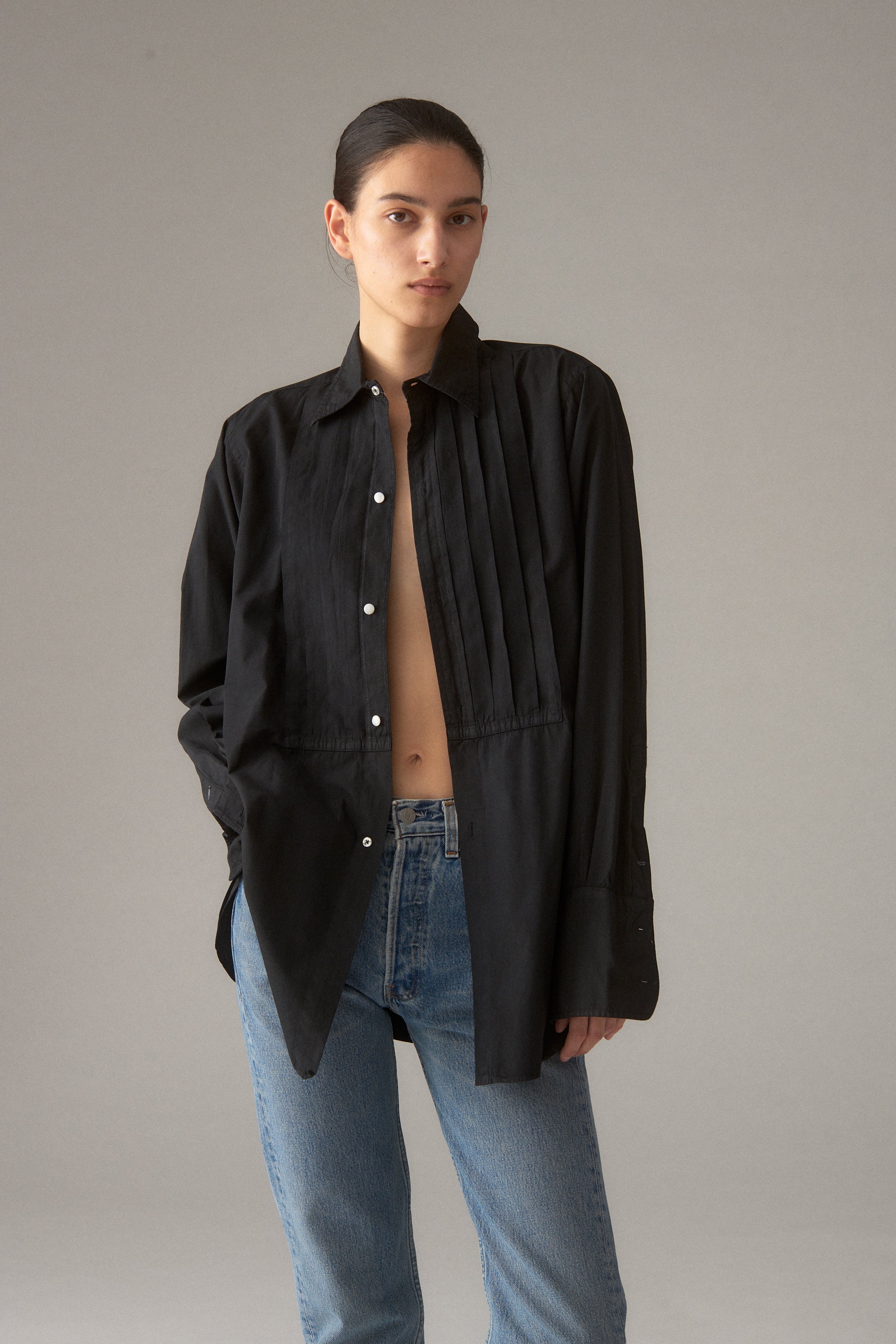 Black Cotton Button Down - Desert Vintage