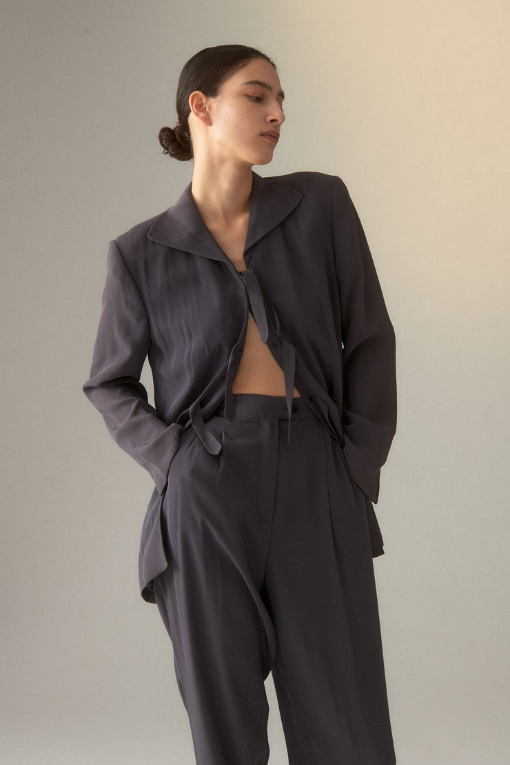 Dove Gray Armani Tie Front Suit - Desert Vintage