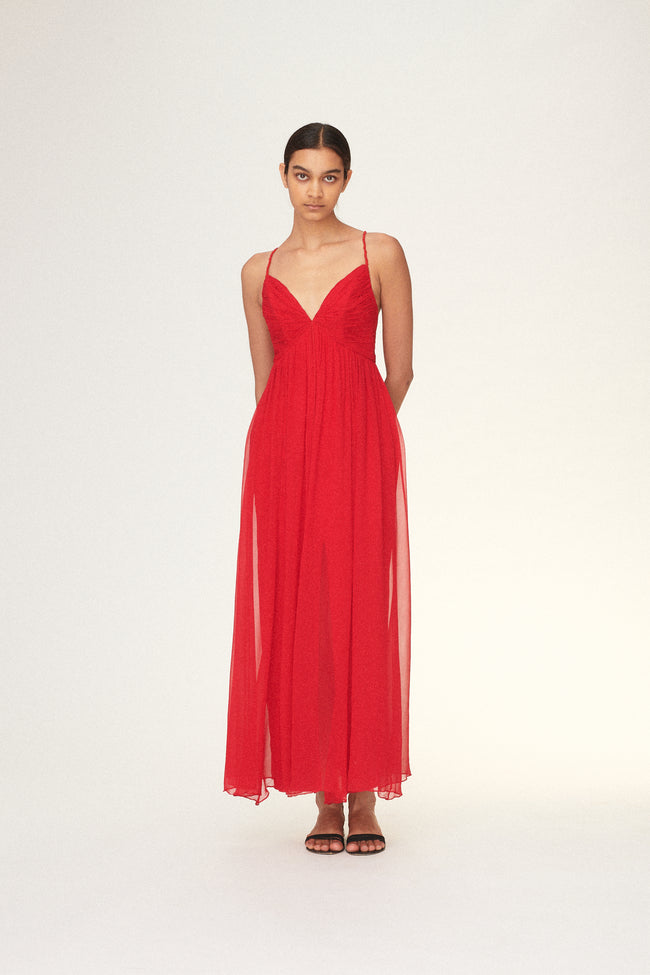 Silk Chiffon Crimson Dress - Desert Vintage