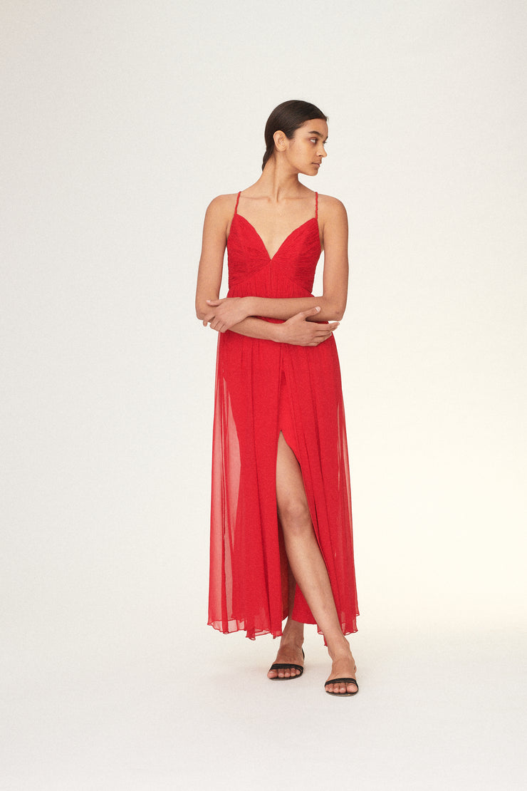 Silk Chiffon Crimson Dress - Desert Vintage