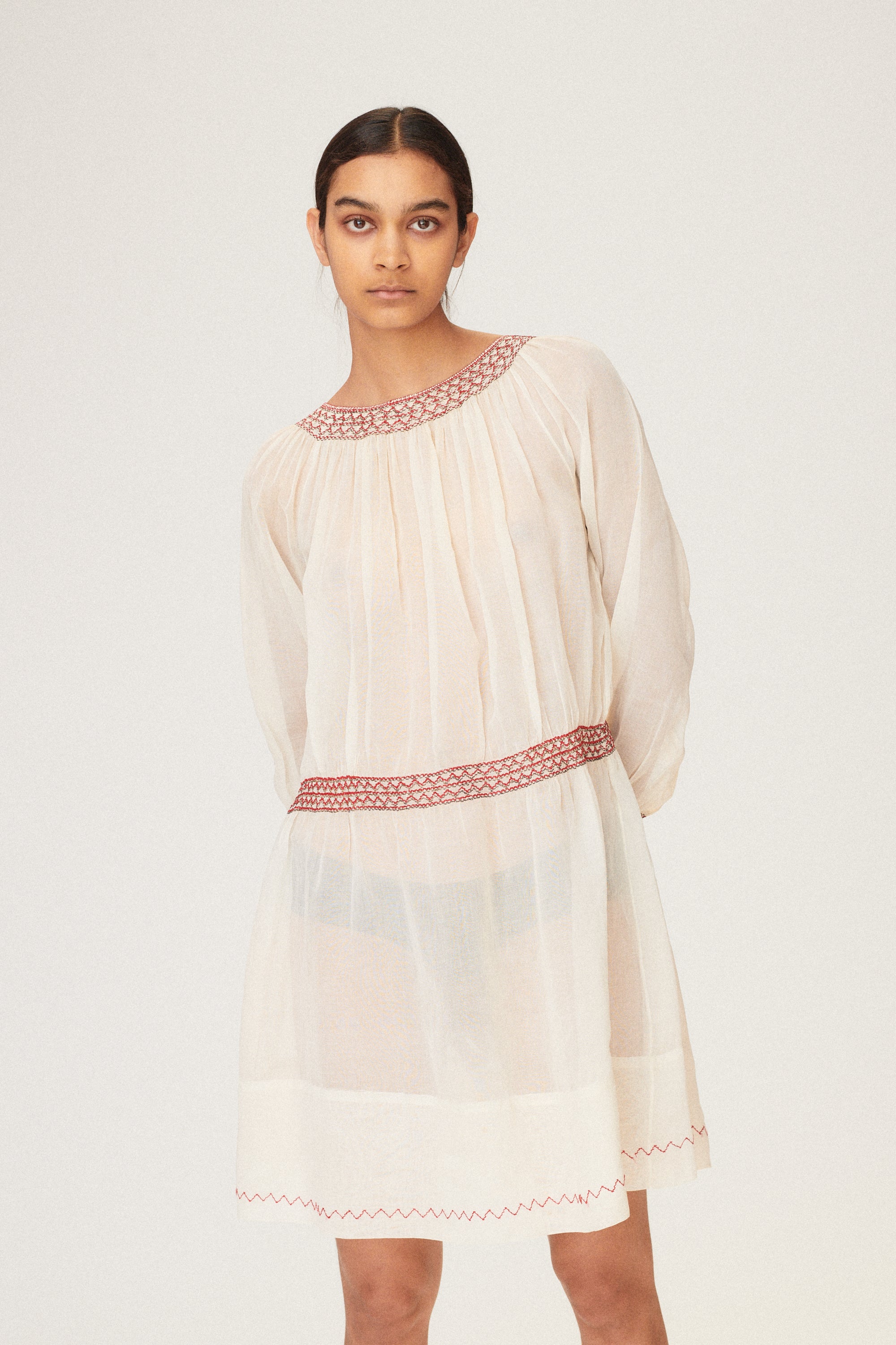 Embroidered Linen Smock Dress - Desert Vintage