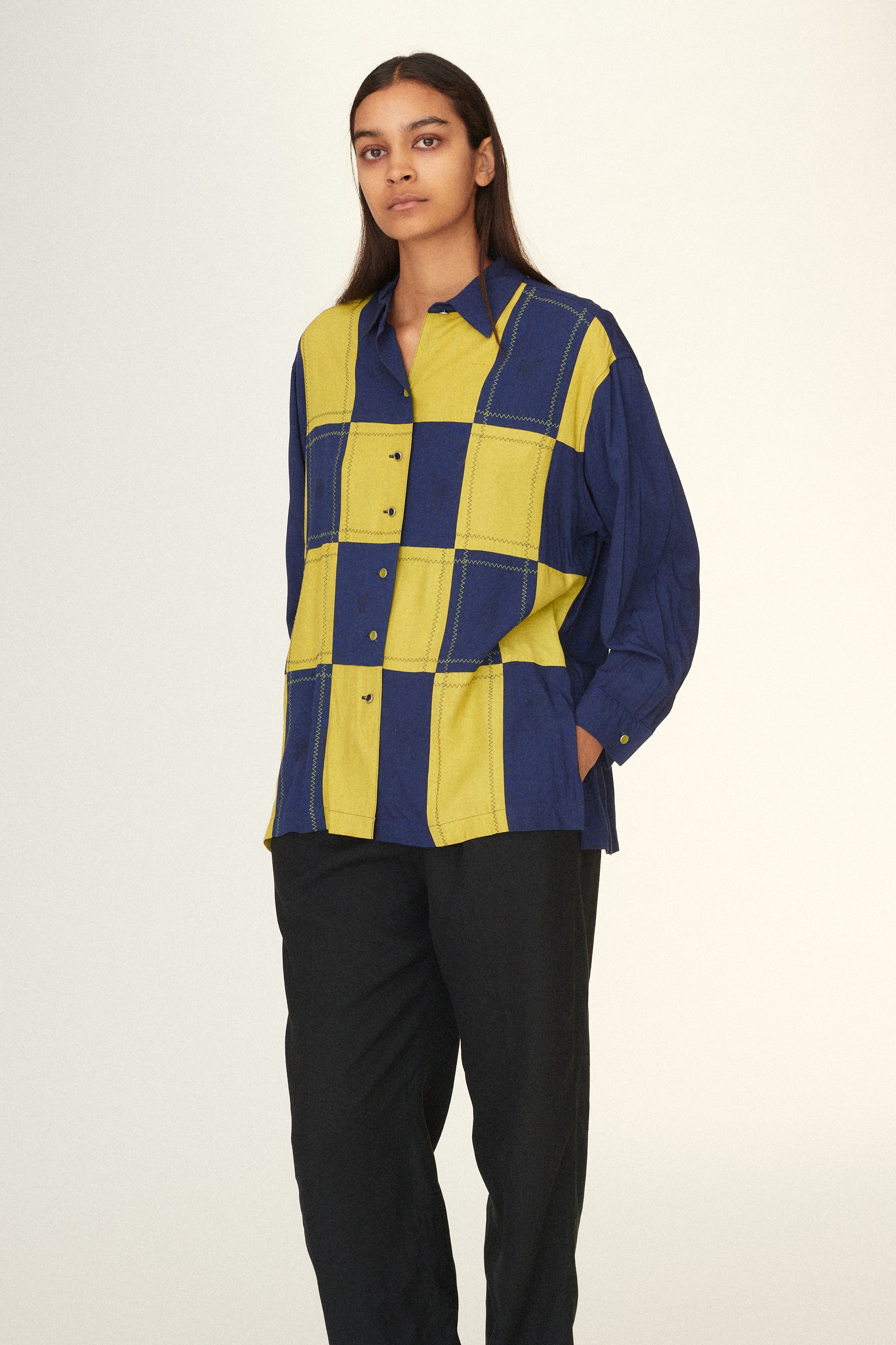 Todd Oldham Times 7 Check Blouse - Desert Vintage