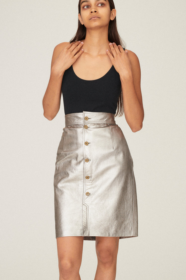 Ungaro Metallic Leather Skirt - Desert Vintage