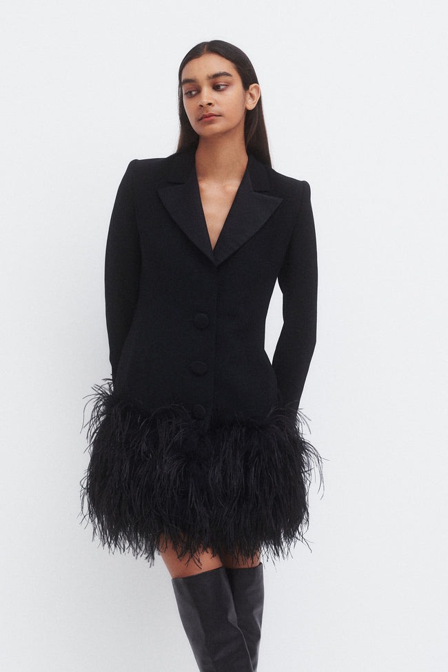 Gallanos Feather Trimmed Blazer - Desert Vintage