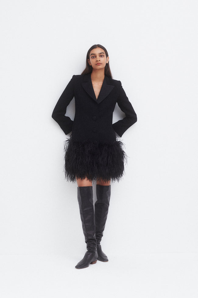 Gallanos Feather Trimmed Blazer - Desert Vintage