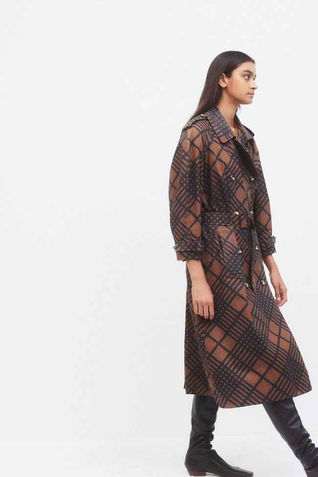 YSL Plaid Trench - Desert Vintage