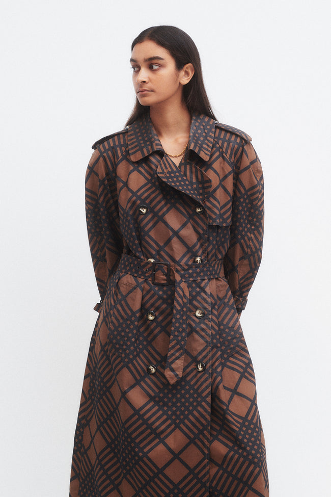 YSL Plaid Trench - Desert Vintage
