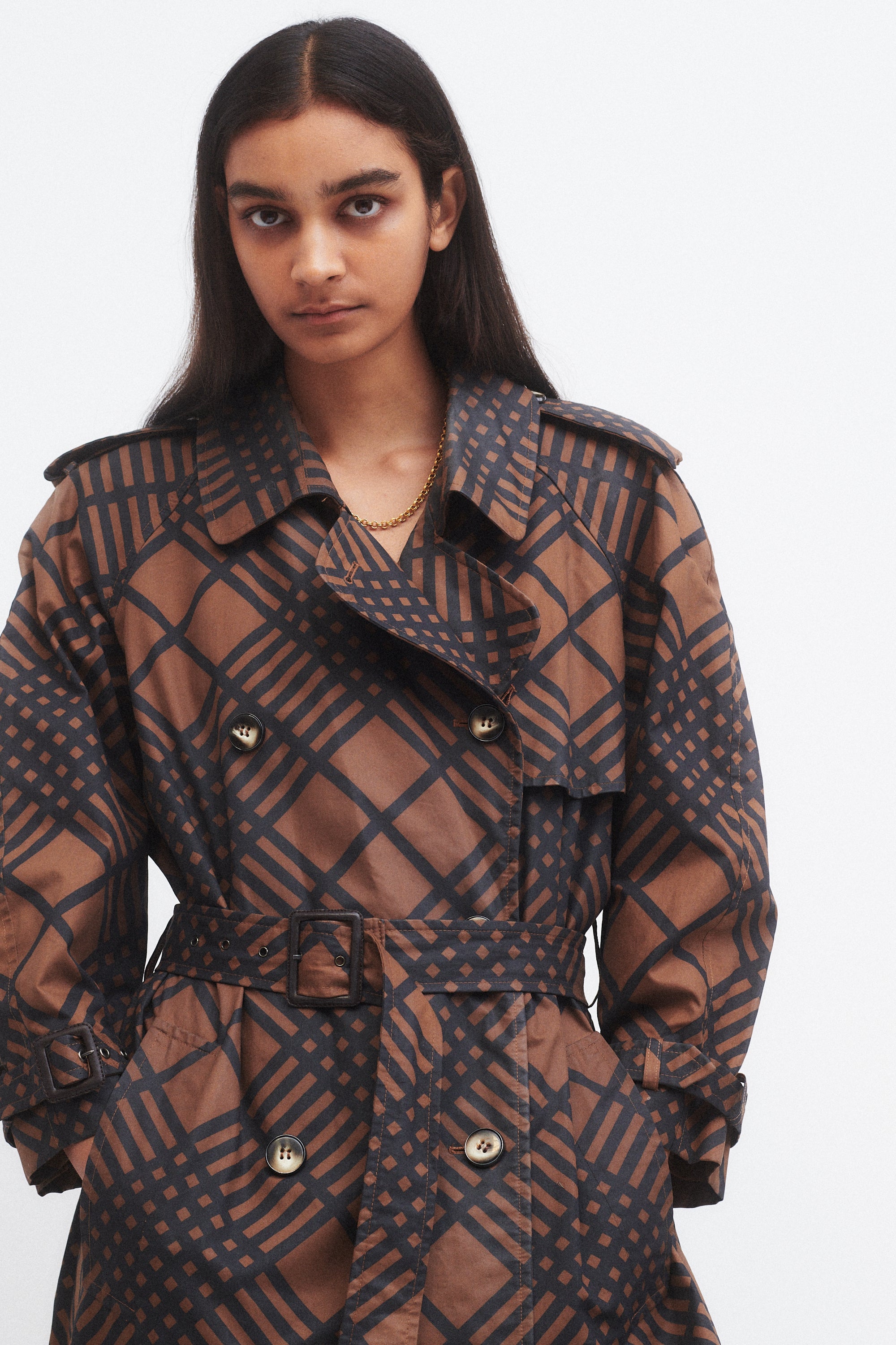 YSL Plaid Trench - Desert Vintage