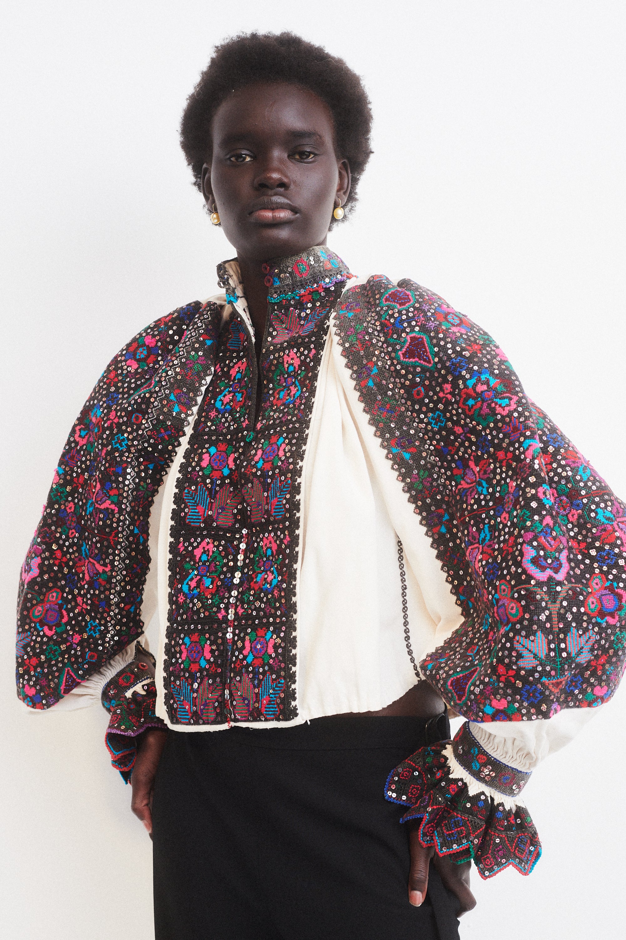 Sequined Embroidered Folk Blouse - Desert Vintage