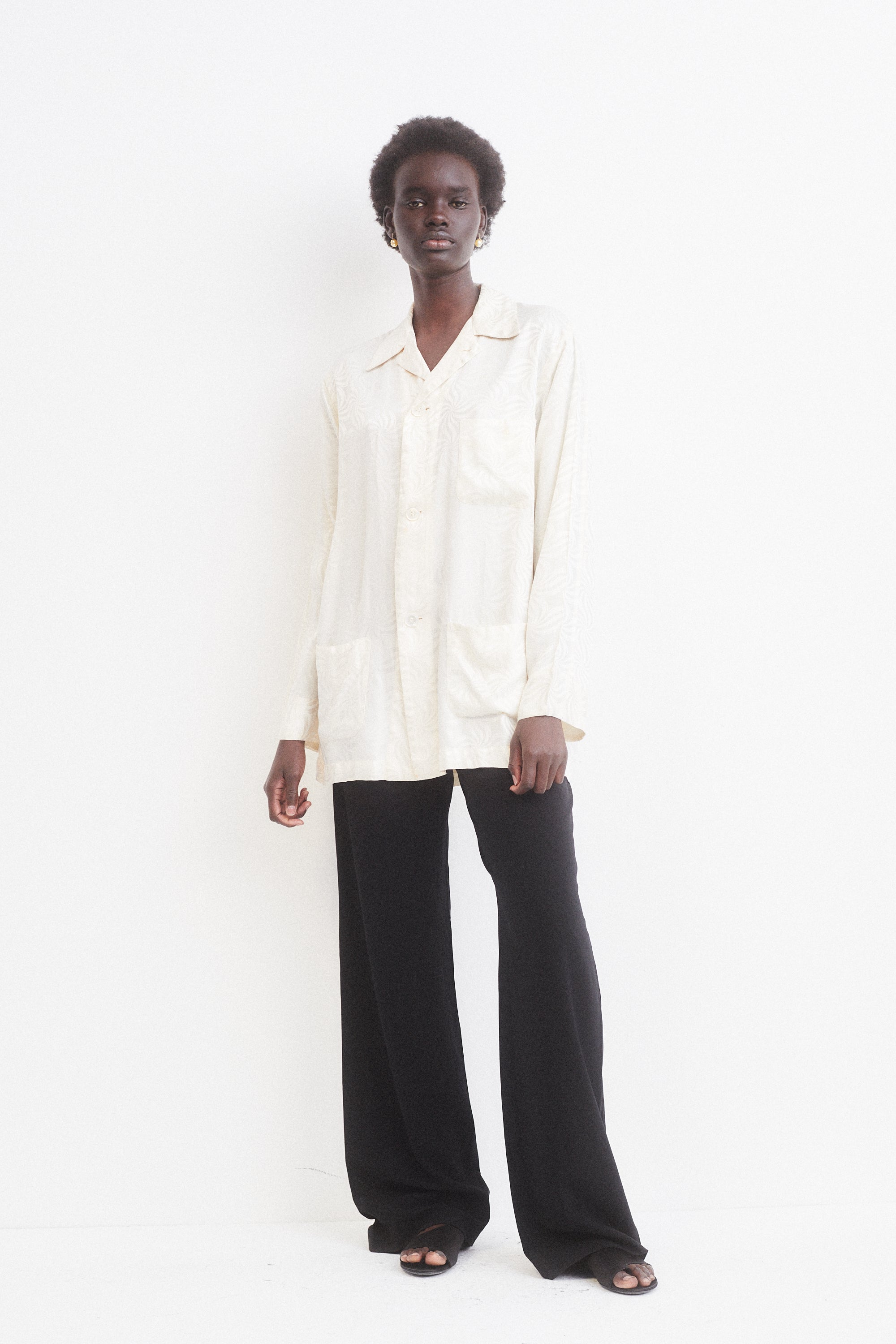 Silk Intarsia Button Down - Desert Vintage
