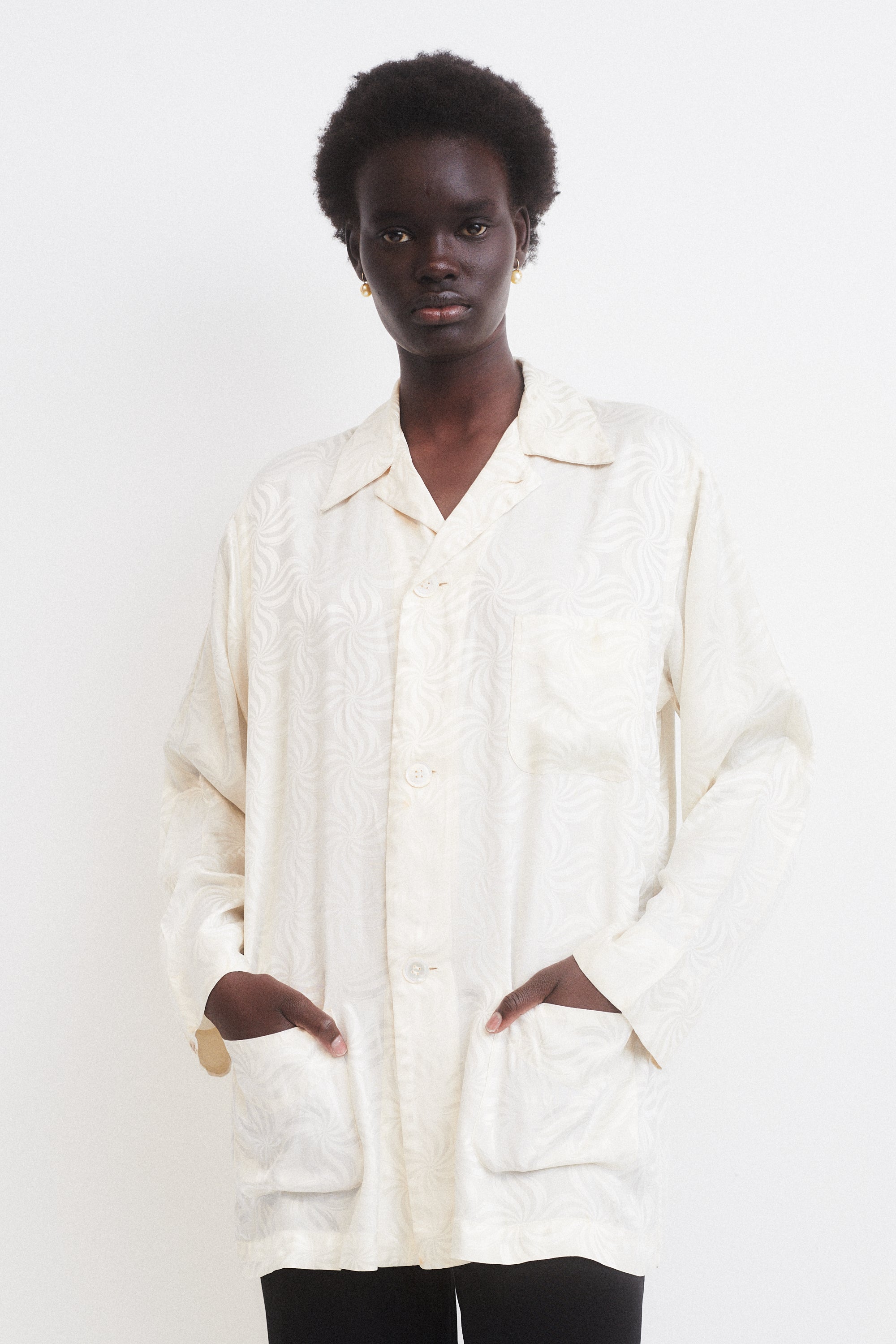 Silk Intarsia Button Down - Desert Vintage