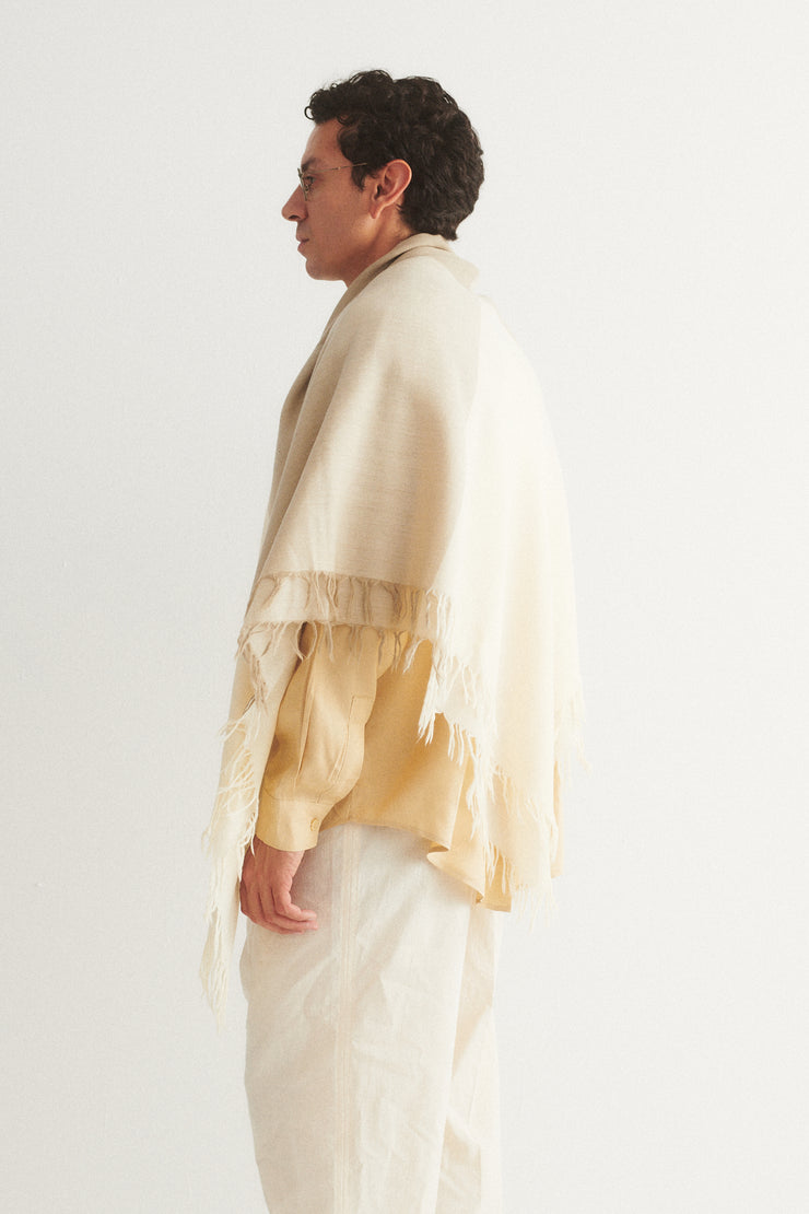 Two Tone Woven Wool Shawl - Desert Vintage
