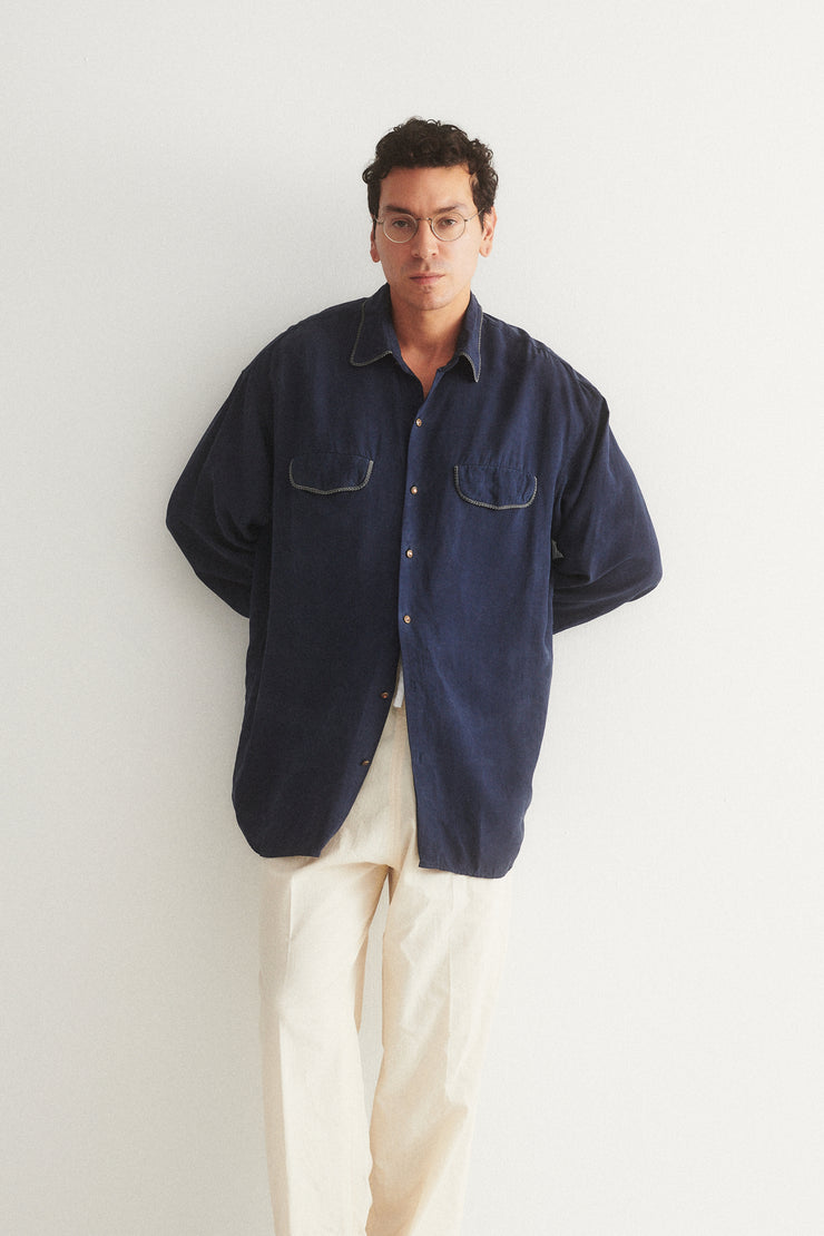 Piped Pocket Silk Button Down - Desert Vintage