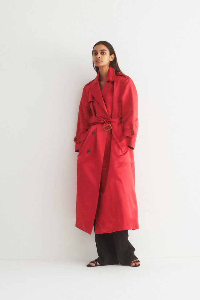 Ralph Lauren Crimson Silk Trench - Desert Vintage