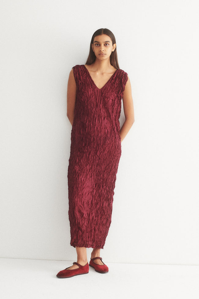 Burgundy Silk Caryatid Dress - Desert Vintage