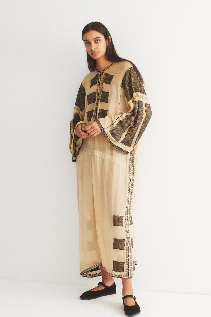 Antique Embroidered Silk Folk Dress - Desert Vintage