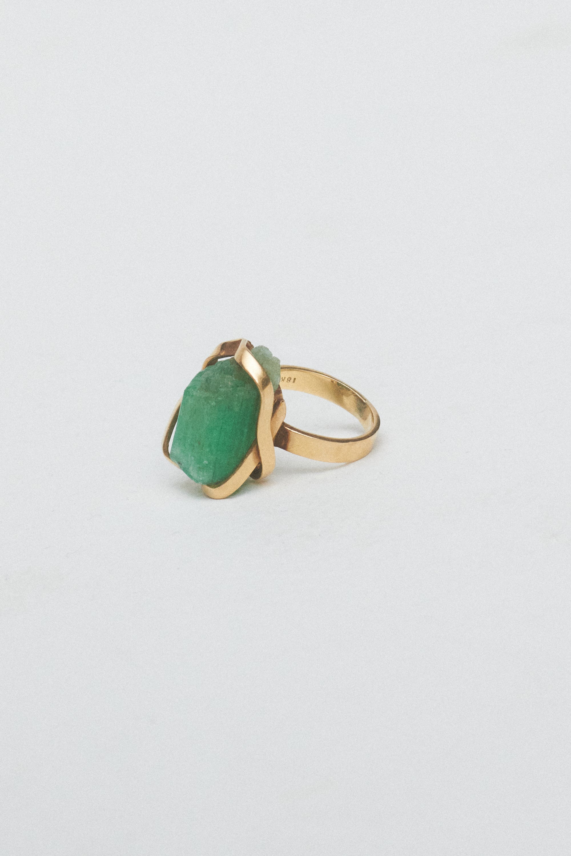 Raw Emerald in 18k Gold Ring - Desert Vintage