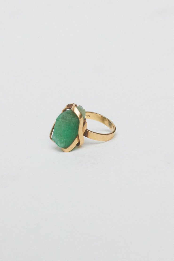 Raw Emerald in 18k Gold Ring - Desert Vintage