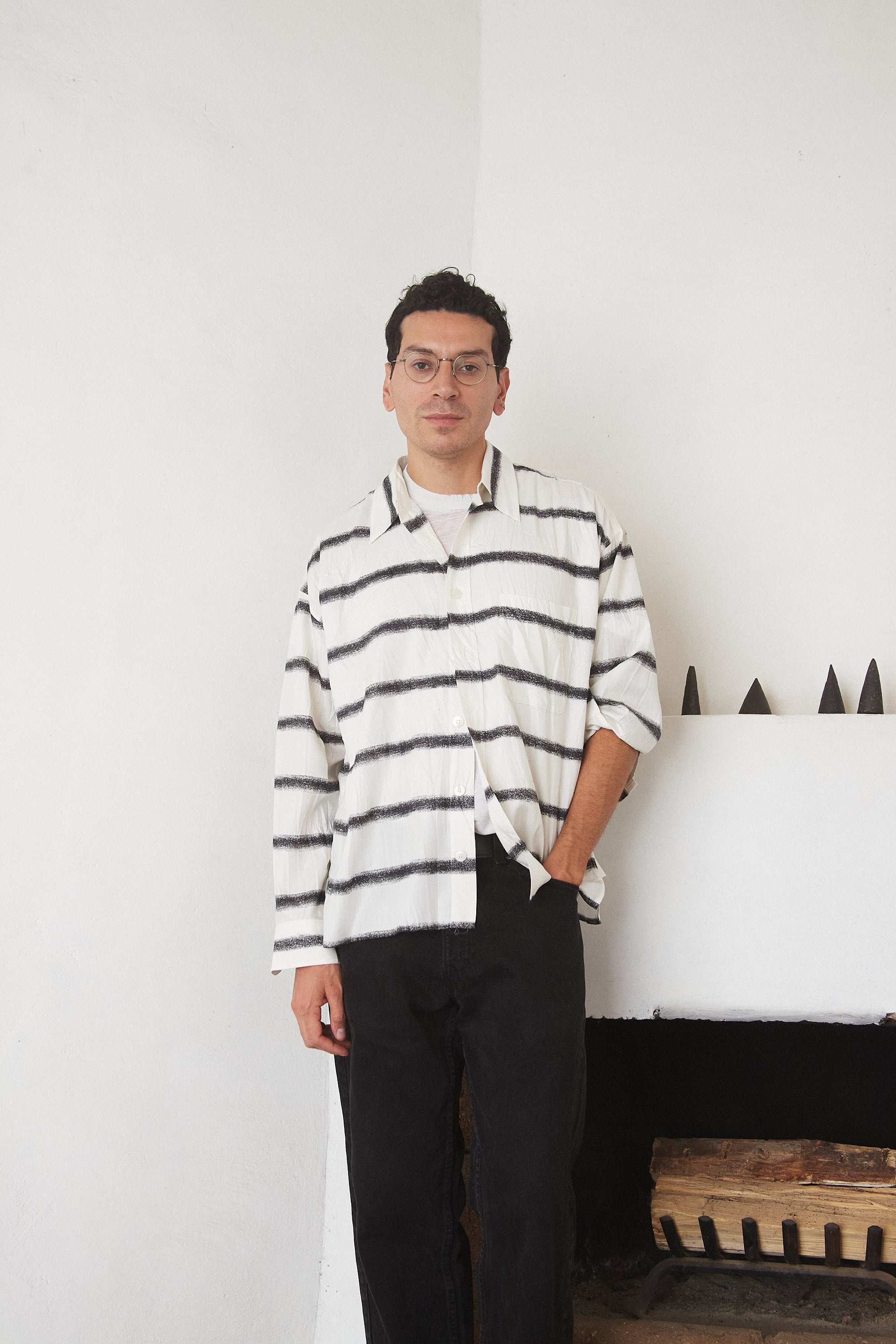 1990s Issey Miyake Striped Button Down - Desert Vintage