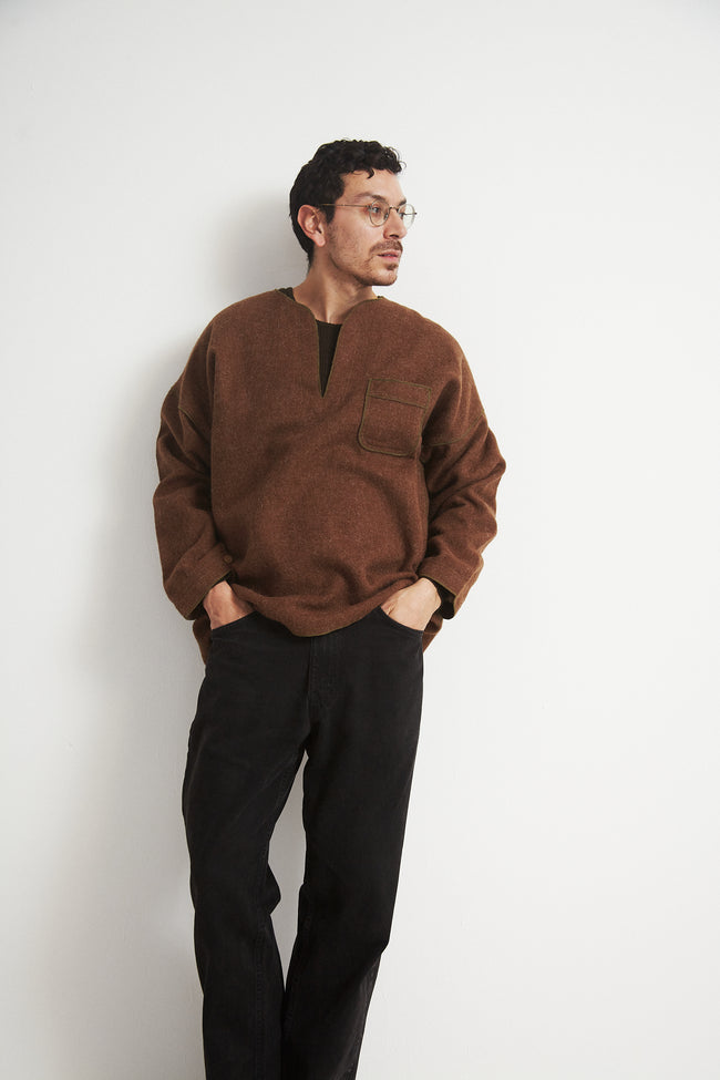 Brown Woven Wool Pullover - Desert Vintage