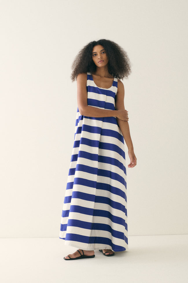 Jil Sander Blue Stripe Dress - Desert Vintage Jil Sander Blue Stripe Dress - Desert Vintage