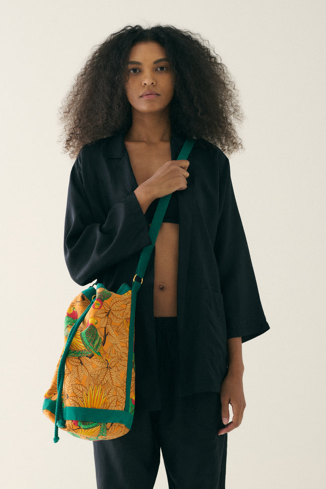 Hermès Toile les Perroquetes Bucket Bag - Desert Vintage