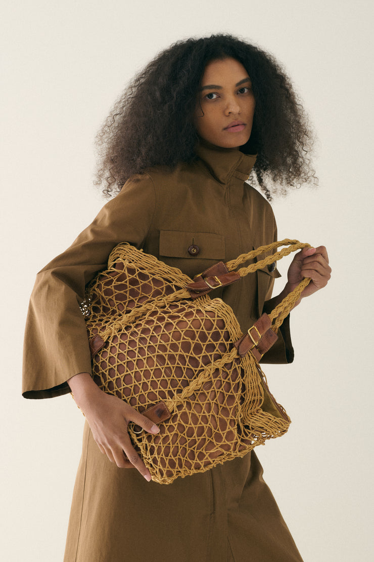1970s Roberta Di Camerino Leather Net Bag - Desert Vintage