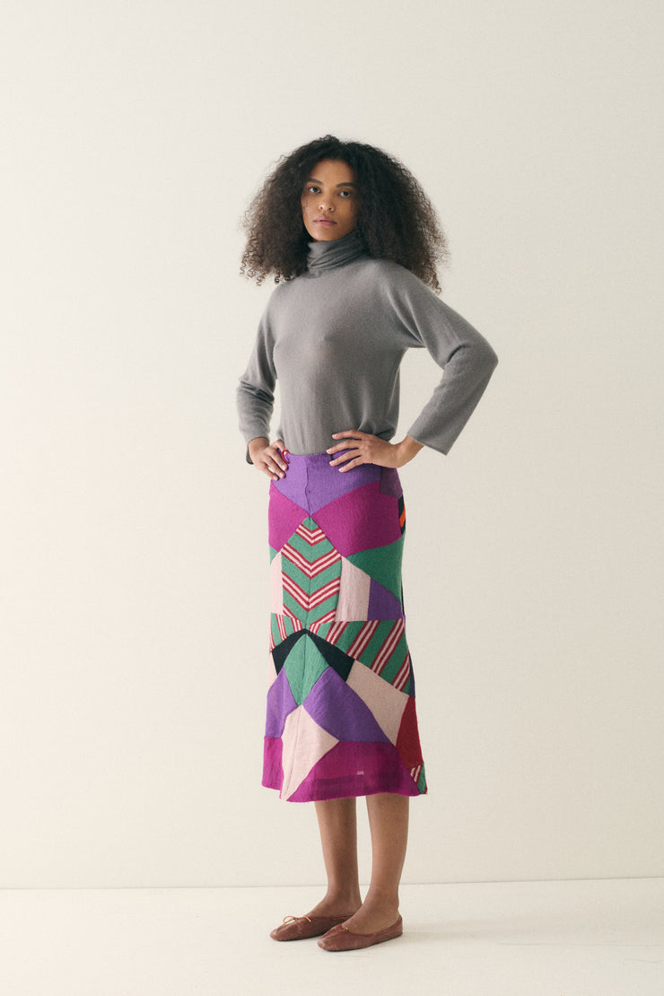 Patchwork Wool Skirt - Desert Vintage