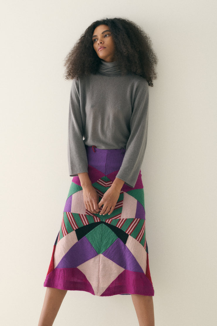 Patchwork Wool Skirt - Desert Vintage