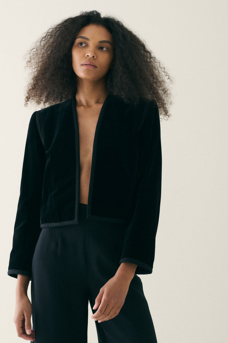 YSL Cropped Velvet Jacket - Desert Vintage