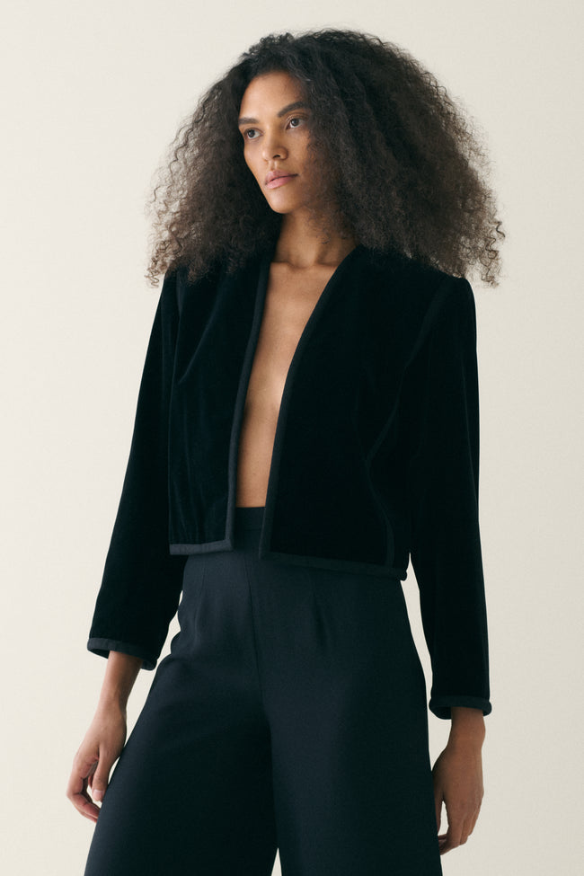YSL Cropped Velvet Jacket - Desert Vintage