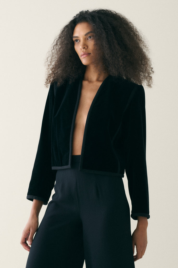 YSL Cropped Velvet Jacket - Desert Vintage