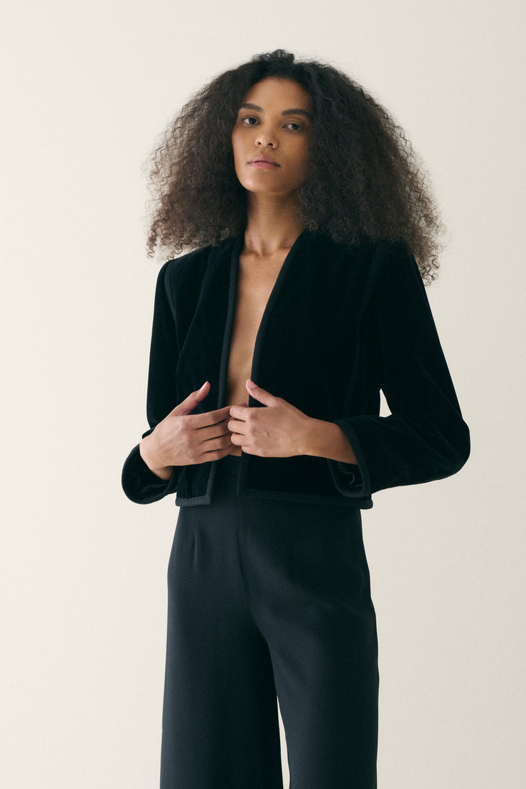 YSL Cropped Velvet Jacket - Desert Vintage