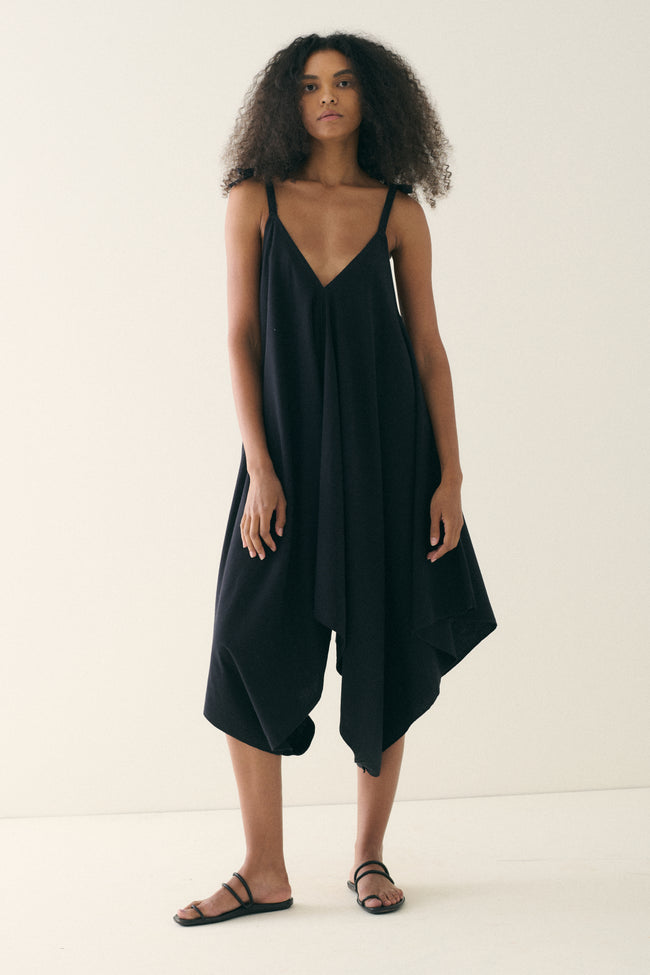 Black Suited Wool Jumpsuit - Desert Vintage