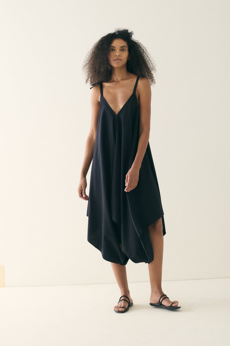 Black Suited Wool Jumpsuit - Desert Vintage