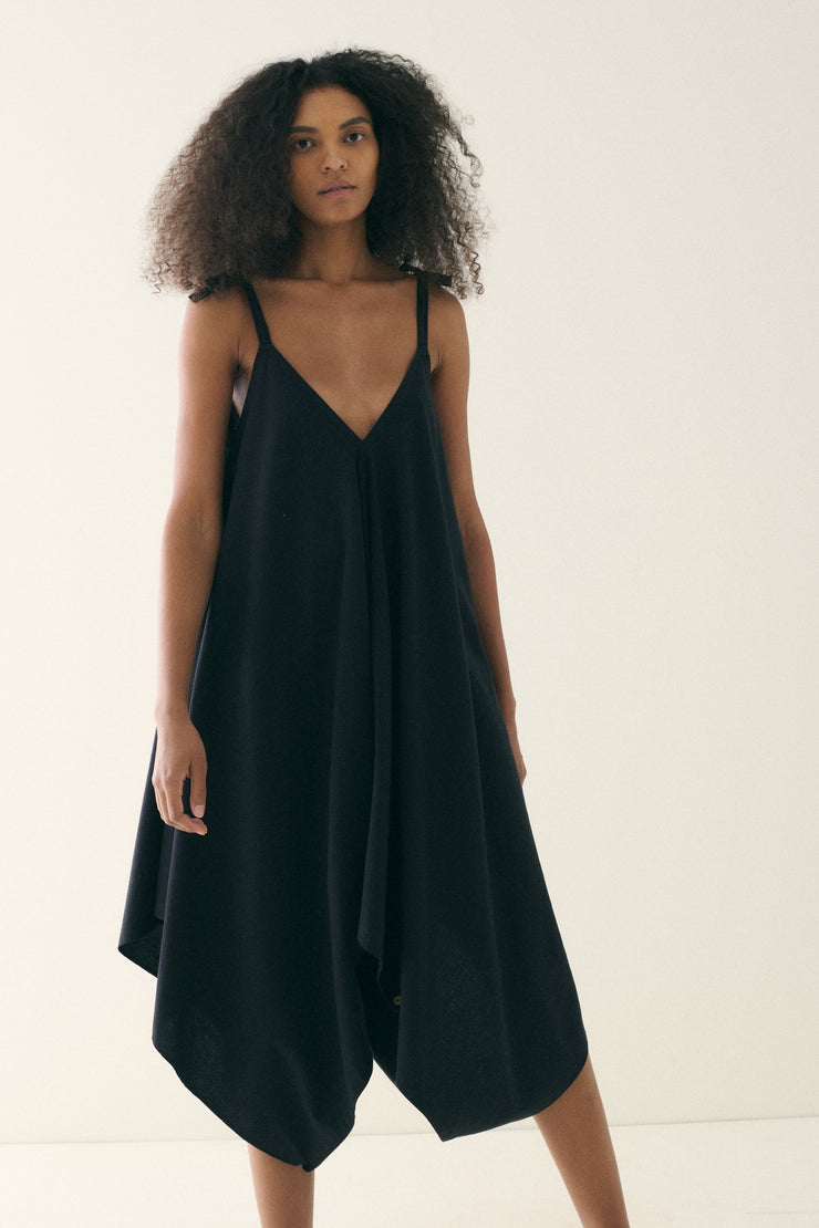 Black Suited Wool Jumpsuit - Desert Vintage