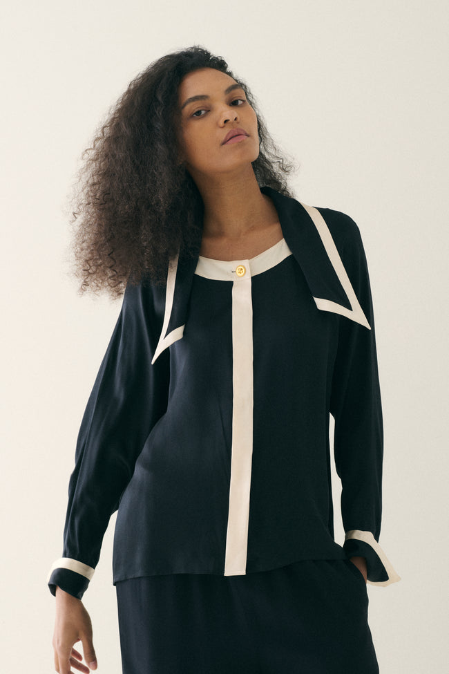 Chanel Silk Sailor Blouse - Desert Vintage
