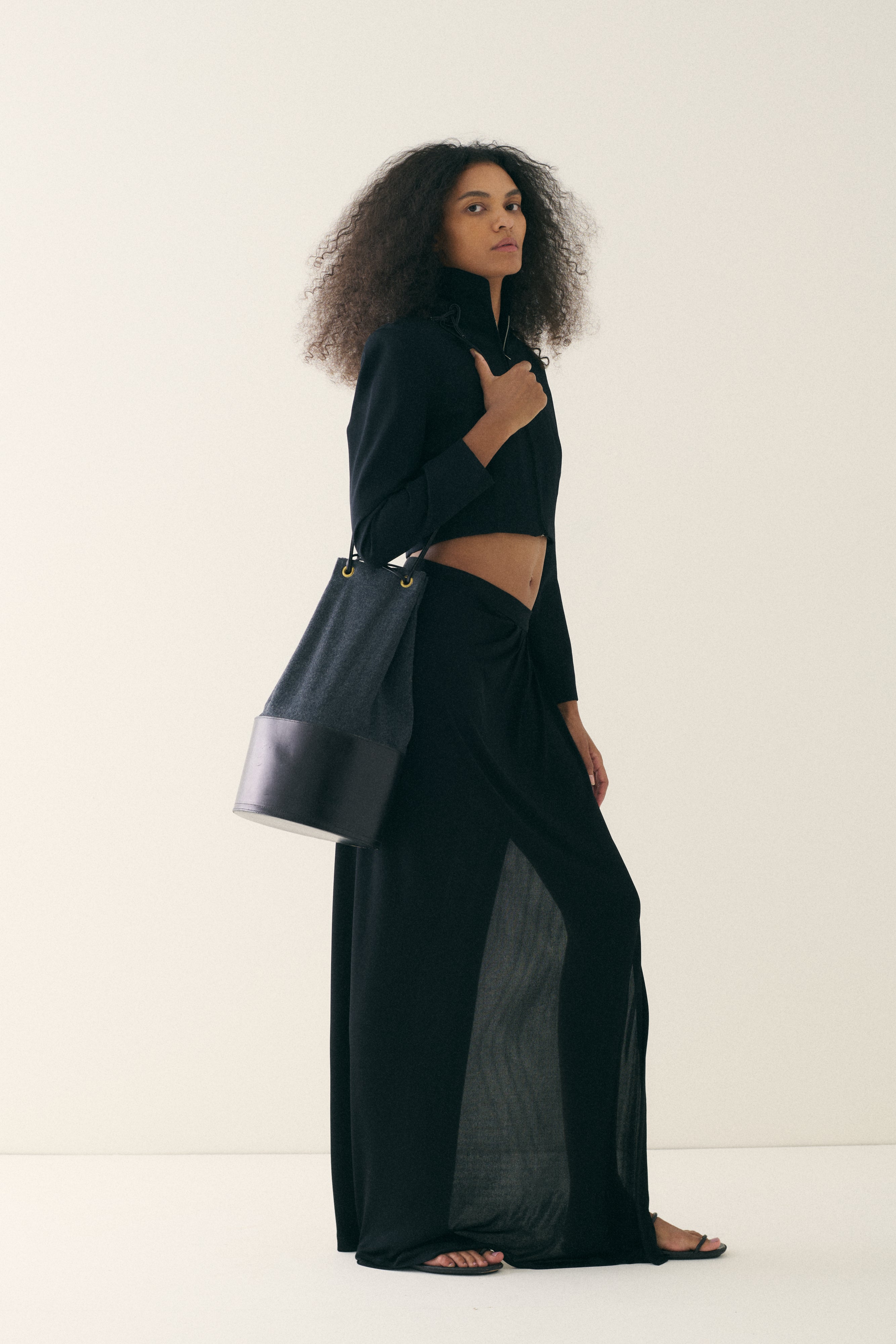 Isaac Mizrahi Wool and Leather Bucket Bag - Desert Vintage