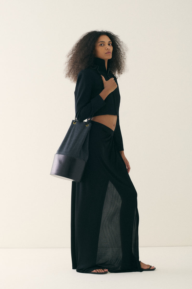 Isaac Mizrahi Wool and Leather Bucket Bag - Desert Vintage