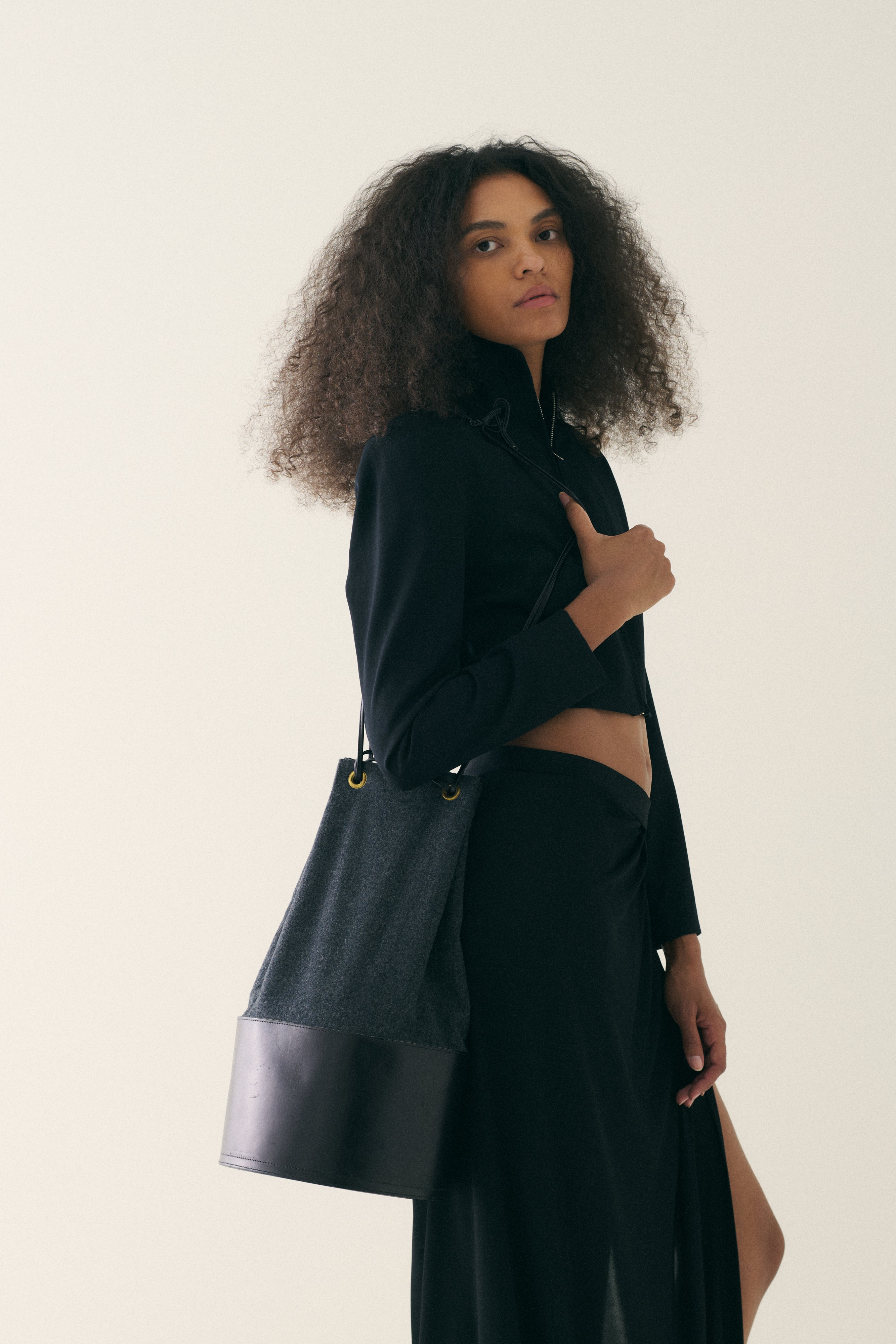 Isaac Mizrahi Wool and Leather Bucket Bag - Desert Vintage