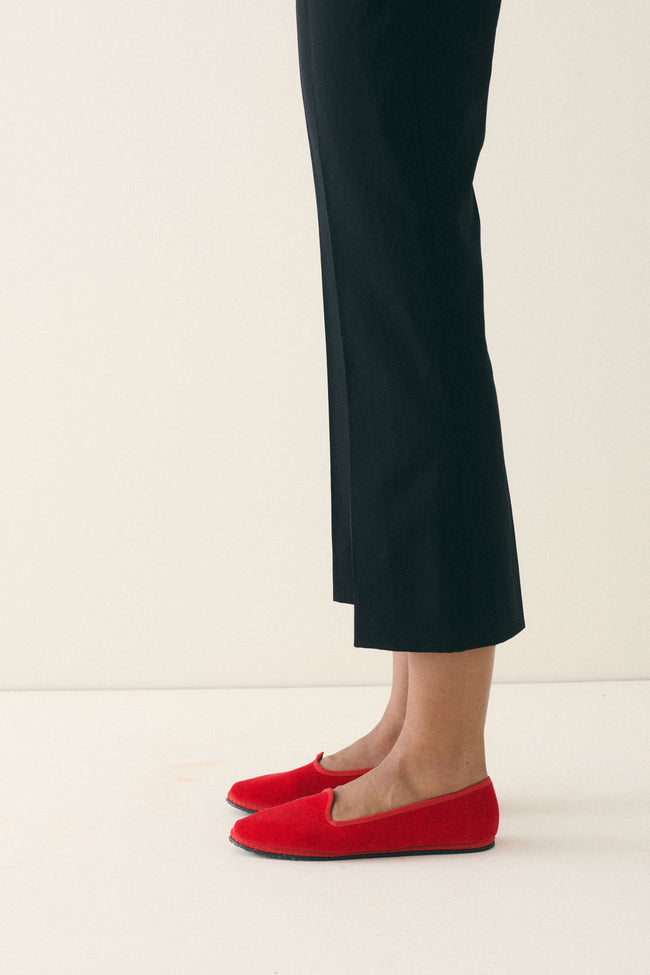 Vibi Venezia Velvet Loafers - Rosso - Desert Vintage