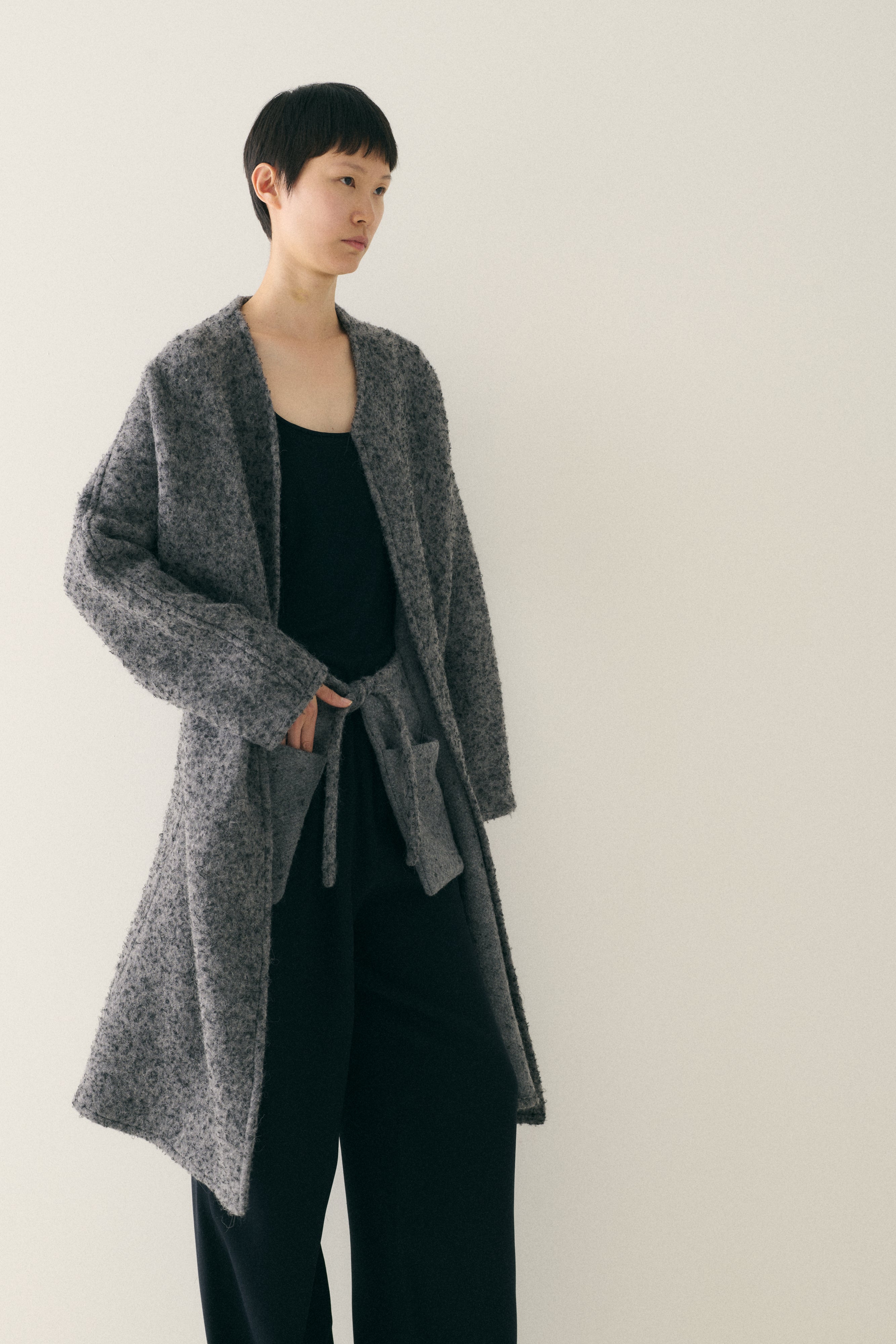 Yeohlee Marled Grey Belted Cardigan - Desert Vintage