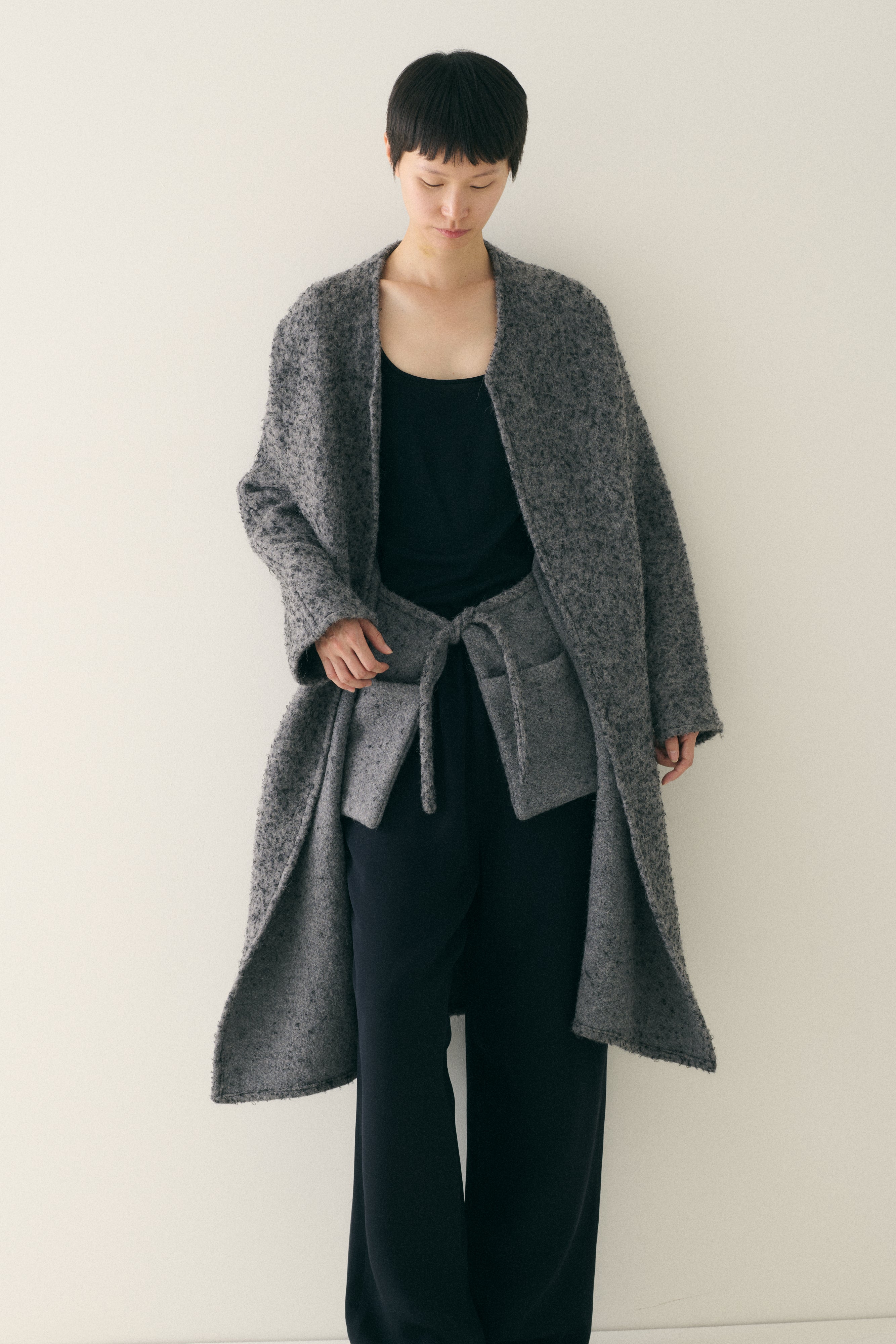 Yeohlee Marled Grey Belted Cardigan - Desert Vintage