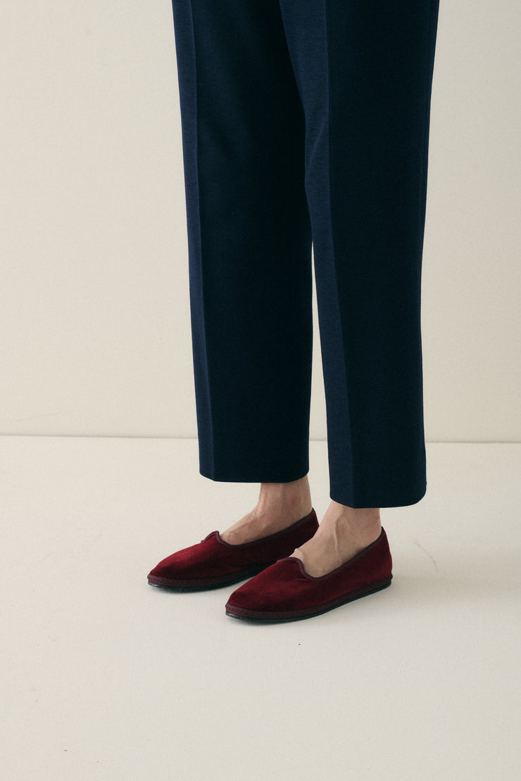 Vibi Venezia Velvet Loafers - Bordeaux - Desert Vintage