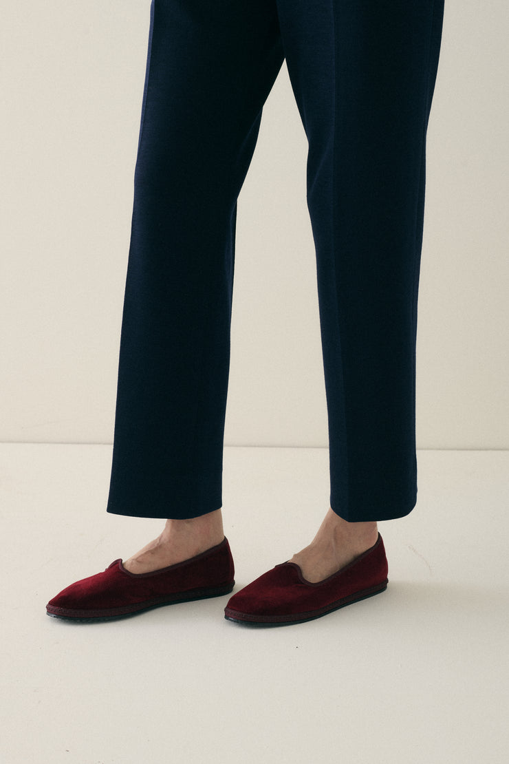 Vibi Venezia Velvet Loafers - Bordeaux - Desert Vintage