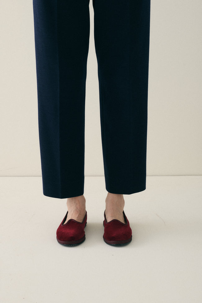 Vibi Venezia Velvet Loafers - Bordeaux - Desert Vintage