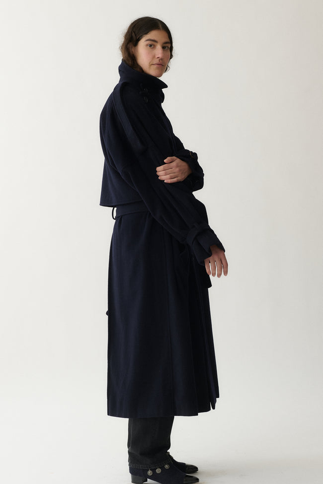 Givenchy Navy Wool Trench - Desert Vintage