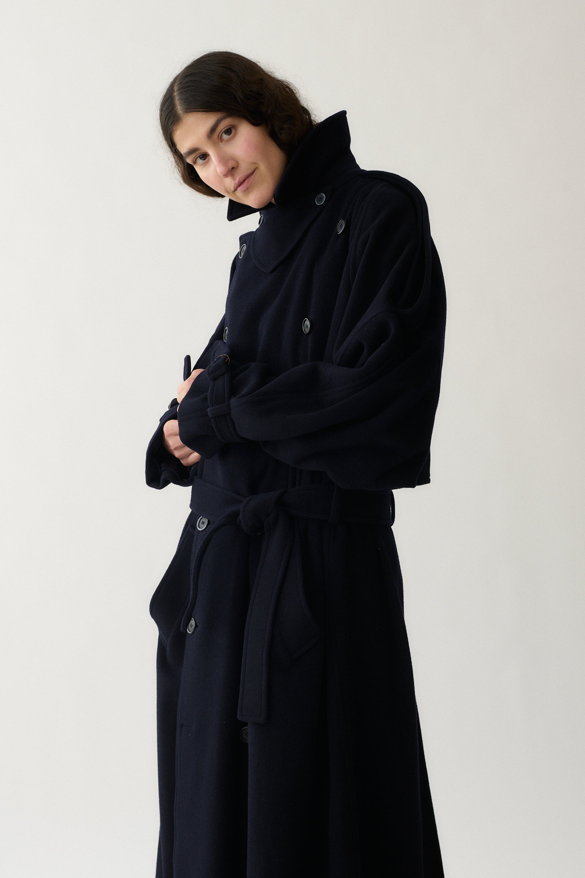 Givenchy Navy Wool Trench - Desert Vintage